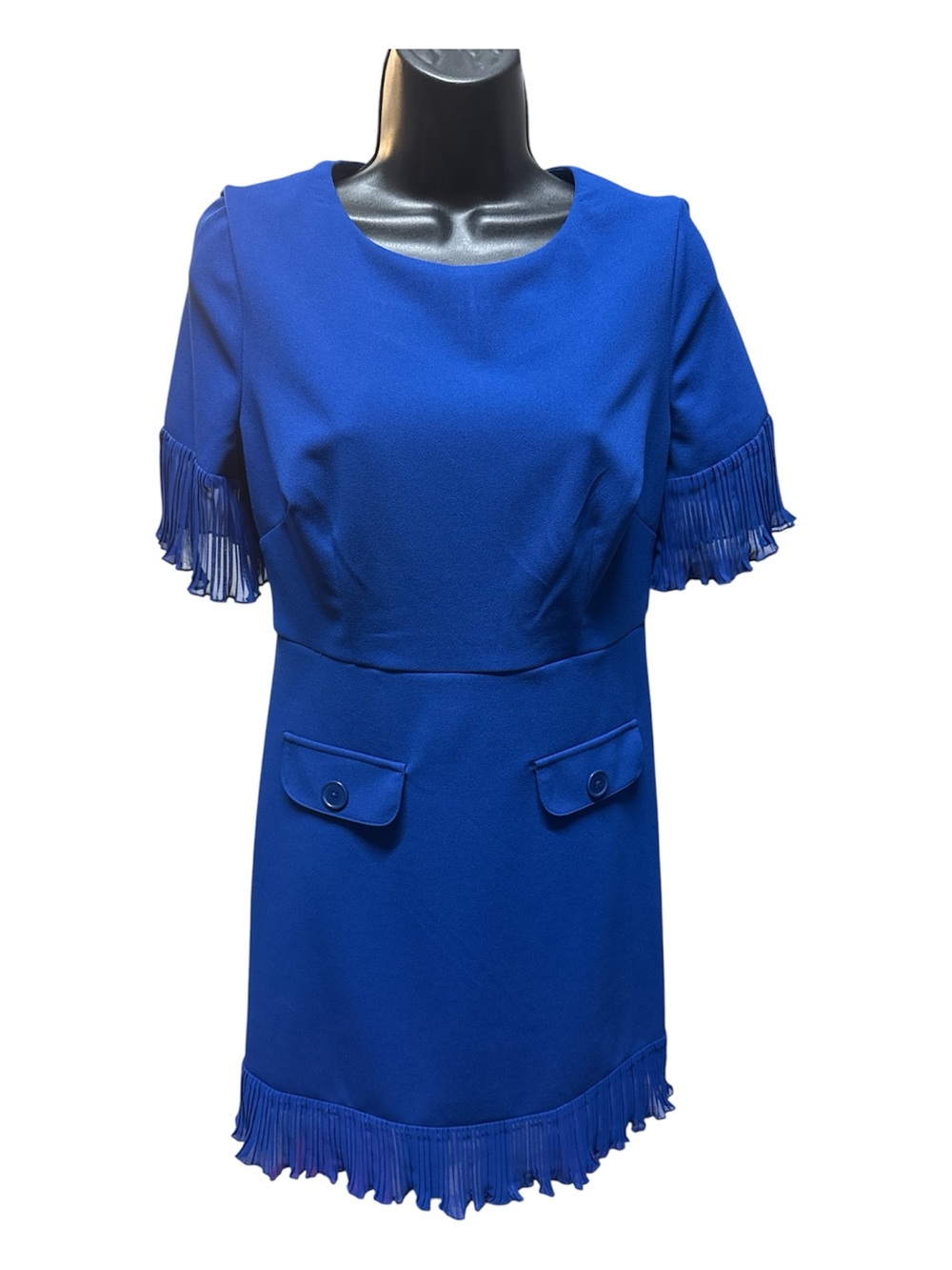 Glamour blue cocktail dress - embellished hem and shoulders